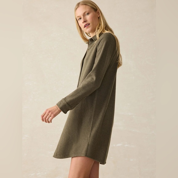 NWT FAHERTY Legend™ Sweater Dress - Olive Melange Twill - Picture 1 of 5